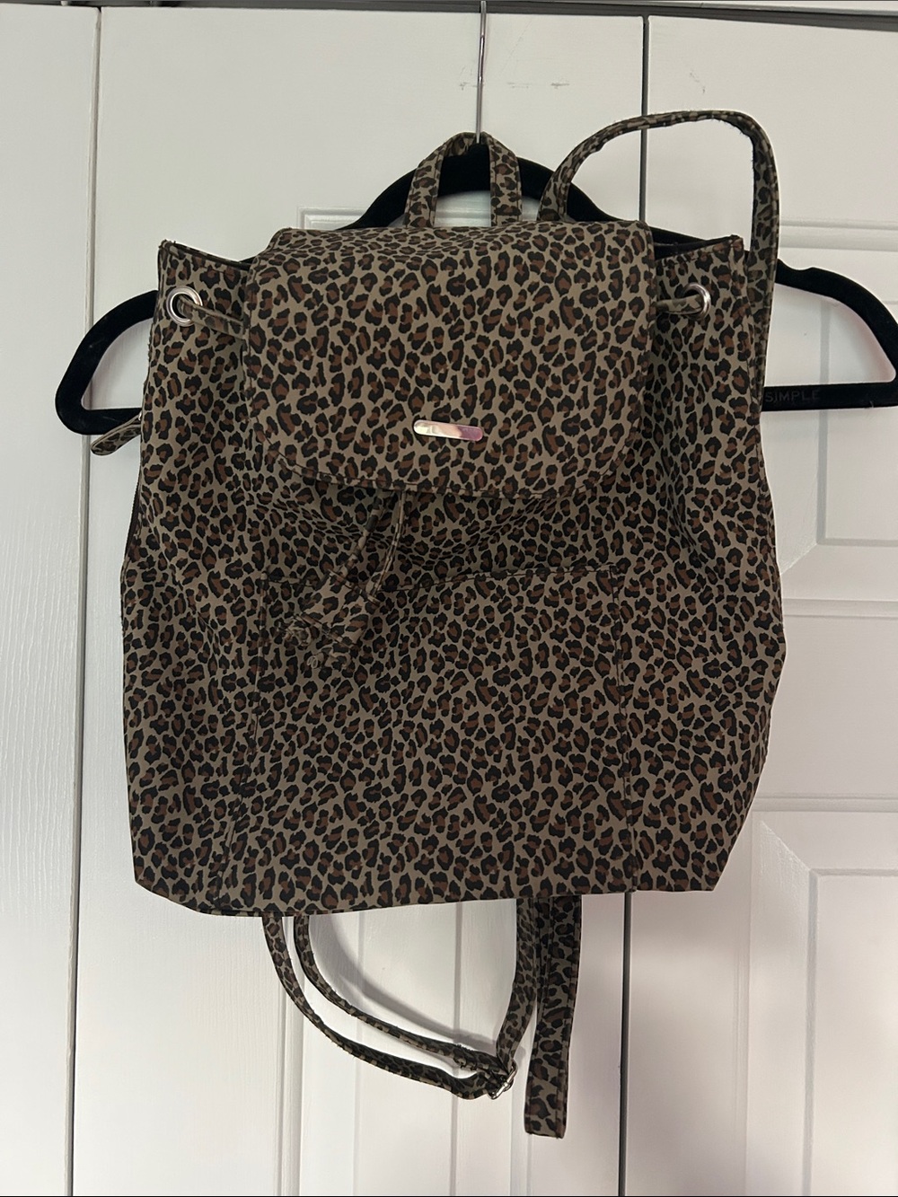 Leopard Print Drawstring Backpack - Brown